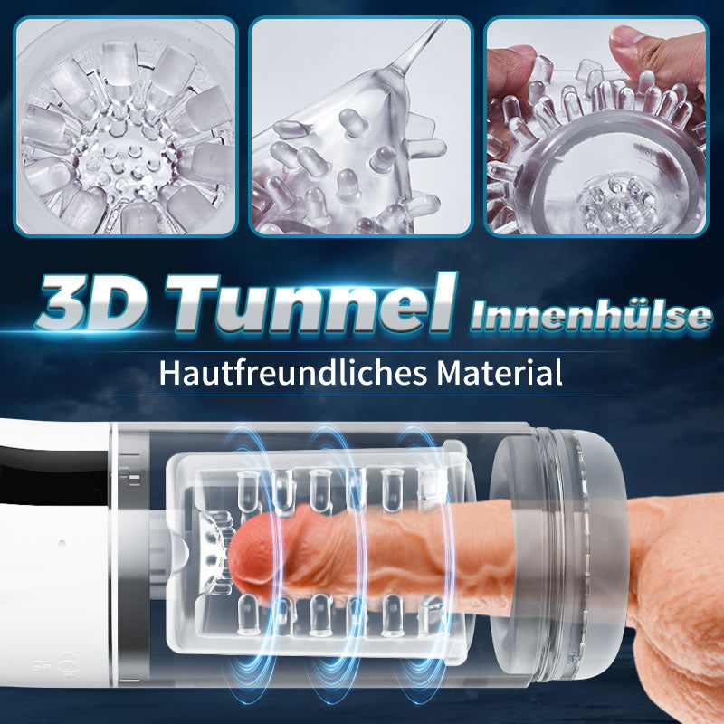 9 Saugen&Rotation&Teleskopische LCD-Masturbator Cup mit Sprachfunktion