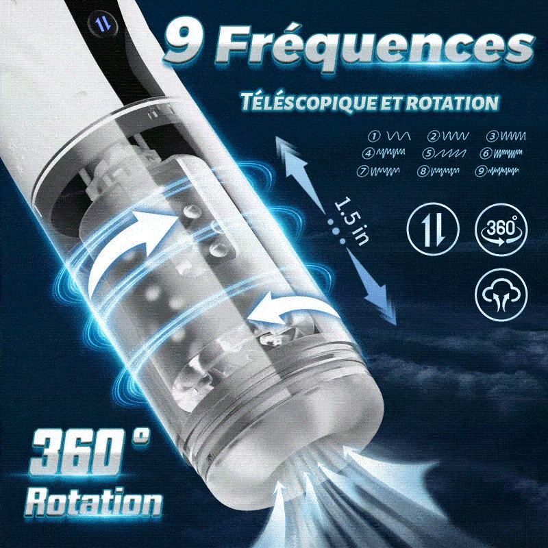 9 Saugen&Rotation&Teleskopische LCD-Masturbator Cup mit Sprachfunktion