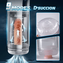 Load image into Gallery viewer, 9 Saugen&amp;Rotation&amp;Teleskopische LCD-Masturbator Cup mit Sprachfunktion