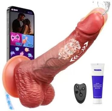3-in-1 APP-Steuerung Dildo Vibratorensets für Frauen, 7×7 Modi Stoß-Dildo mit Vibration & Jetfunktion, Realistisches Design, USB-Aufladbar, Sex Spielzeug für die Frau & Paare