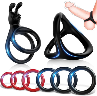 Dreieckiger Penisringe，Pleasure Ring Set 5 Cockringe Silikon Cockringe Hodenringe für Eine Härtere und Längere Erektion Erotisches Sexspielzeug für Paare Passend für Jede Größe Penis Ring Schwarz