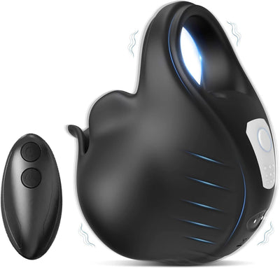 2 in 1 Vibrierender Penisring mit 9 Vibrationsmodi und Fernbedienung Cockring Vibrator Sexspielzeug für Männer SM Herren Penisringe Vibratoren Massagegerät Langwährende Erektion Hodenvibrator