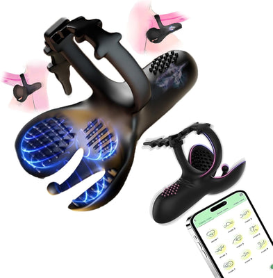 Vibrator Cockringe Extrem Silikon Penisring Vibratoren mit Hoden Vibrierende Cockring für Männer mit 10 Vibrationmodis für Penis Sex Spielzeug für die Männer Stimulation Sex Toy