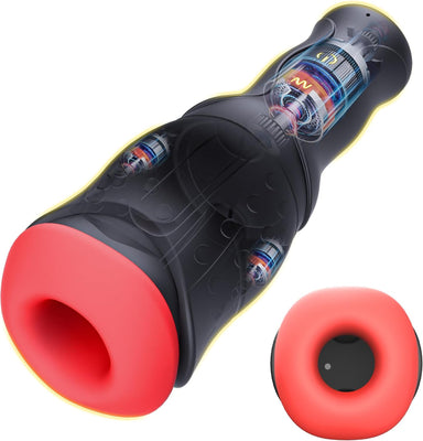 Elektrischer Masturbator für Männer Solo Multifunktionales Sexspielzeug mit 10 Vibrationsmodi & 5 Druckmodi IPX6 Wasserdicht Silikon Taschenmuschi 3D Stimulation Masturbatoren USB-Aufladung