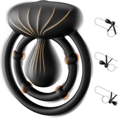 Penisring Vibrator mit 360° Verstellbar Klitorisstimulation, Verzögerter Doppel Penis Ring Sex Spielzeug für die Paare Männer Frau, Penisringe Erotisches Sexspielzeug für Paare Extrem Sex Toys