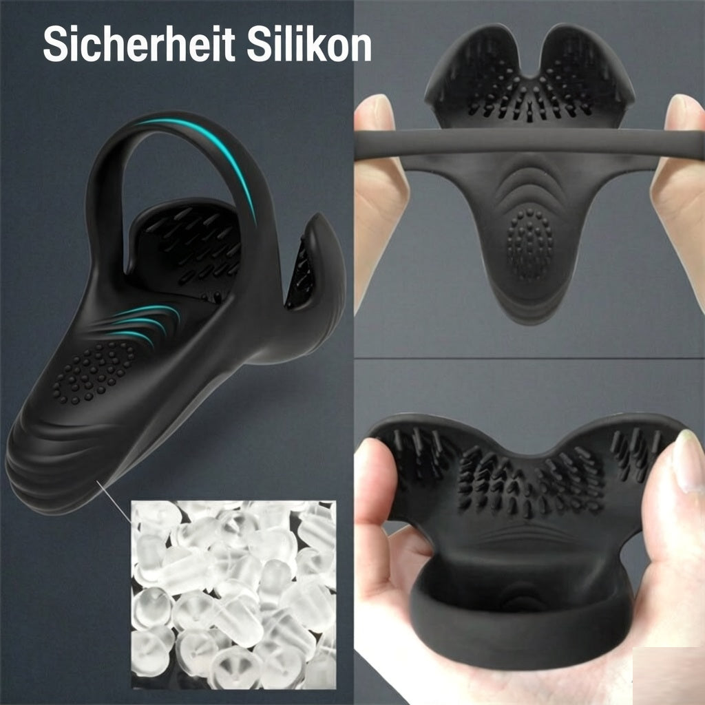 Silikon-Vibrator für Penis mit Penisring und 10 Vibrationsmodi