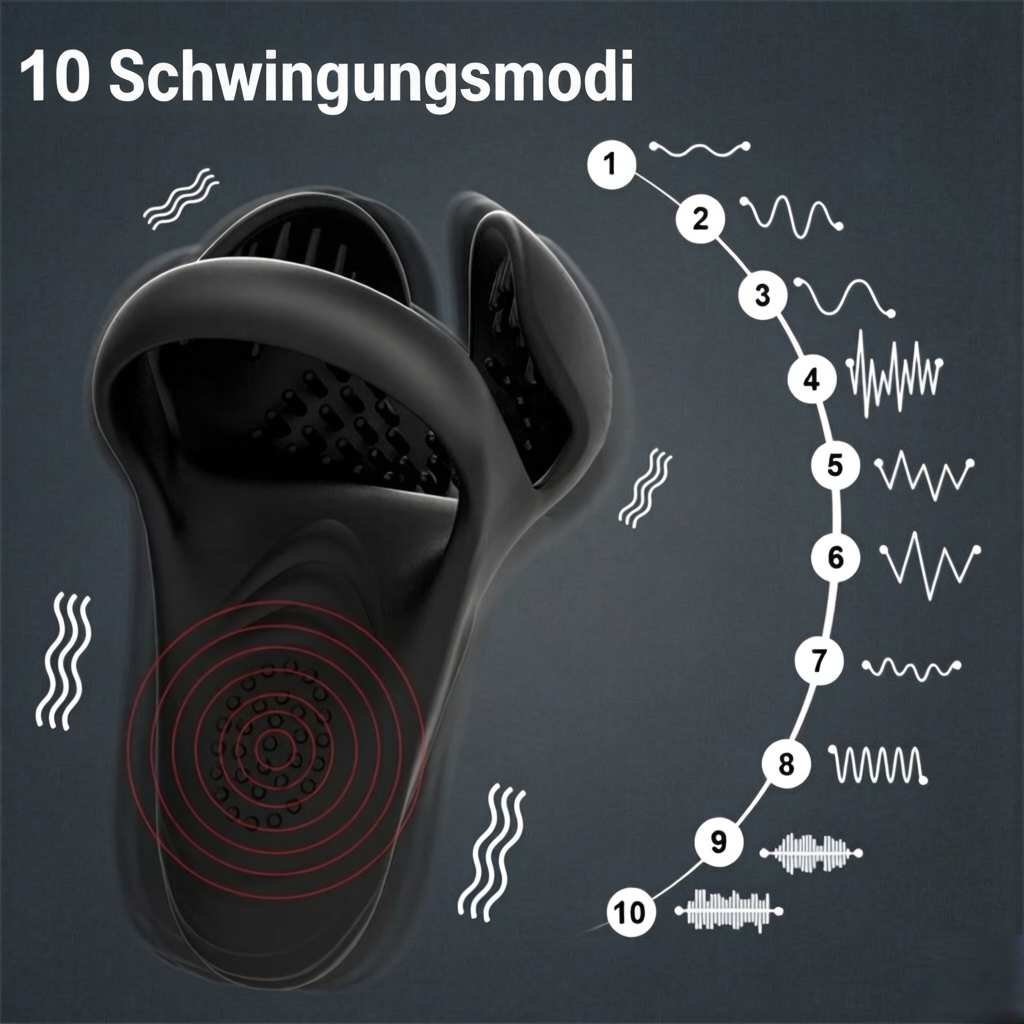 Silikon-Vibrator für Penis mit Penisring und 10 Vibrationsmodi