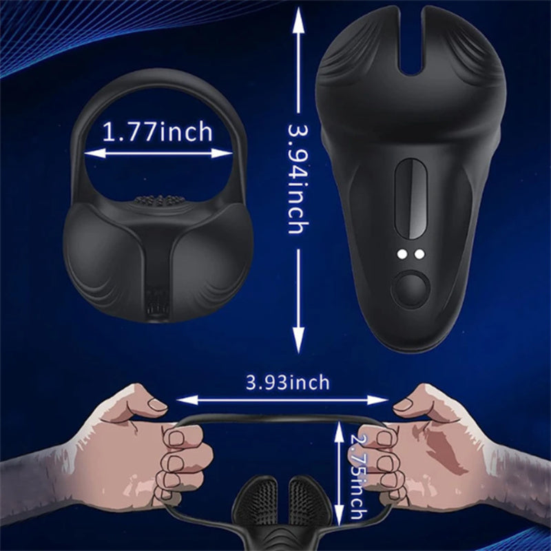 Silikon-Vibrator für Penis mit Penisring und 10 Vibrationsmodi