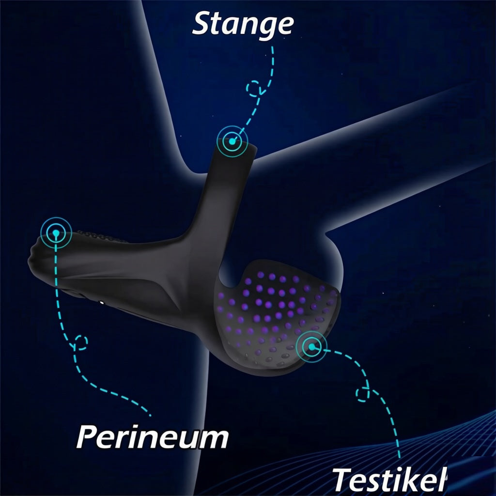 Silikon-Vibrator für Penis mit Penisring und 10 Vibrationsmodi