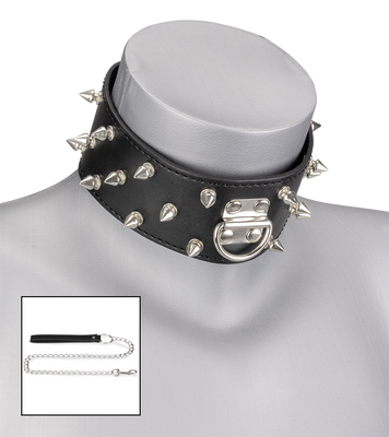 BDSM-Halsband mit Killernieten und Kette