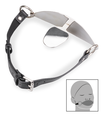 Flacher Mundknebel aus Metall und Kunstleder