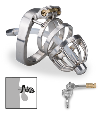 Kurzer Penis-Käfig mit Harnröhrenplug Judgment