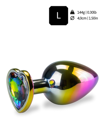Regenbogenfarbener Rosebud-Analschmuck in Herzform M